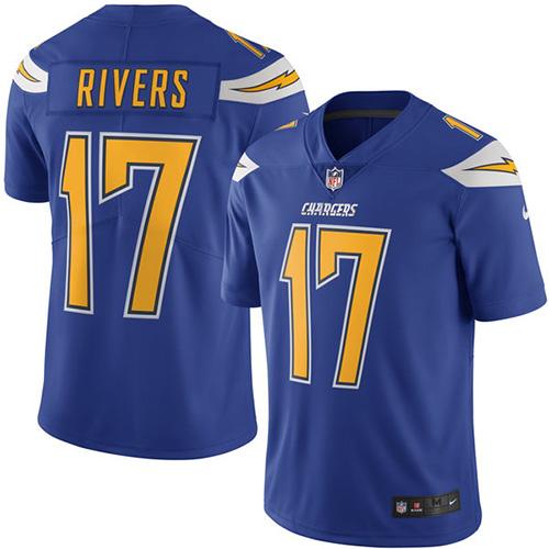 Nike Chargers #17 Philip Rivers Electric Blue Men's Stitched NFL Limited Rush Jersey - Click Image to Close
